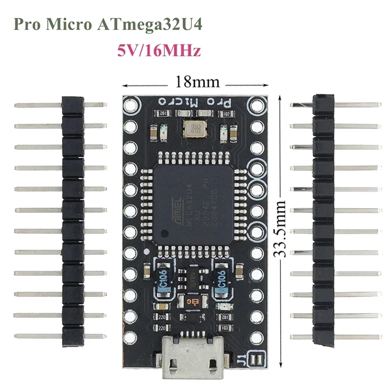 1 шт./лот Pro Micro для arduino ATmega32U4 5 В/16 МГц модуль с 2 рядным штыревым разъемом Leonardo в