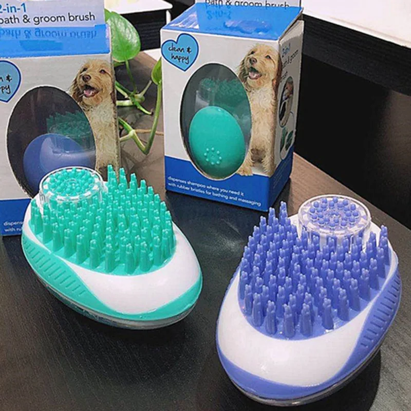 

2in1 Pet Shower Massage Brush Cat And Dog One-Piece Foam Storage Design Bath Liquid Squeeze Brush Pet Cleaning Supplies New