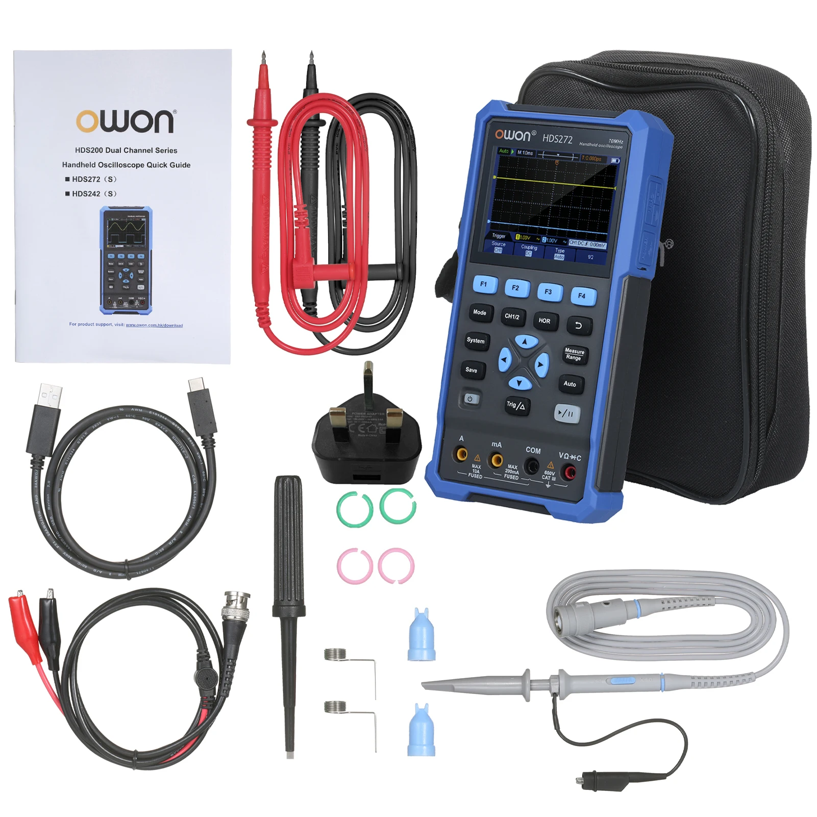 2-in-1 Oscilloscope Multimeter 2 Channels Lab Digital True-RMS with 70 MHz Bandwidth 250MSa/s Sample Rate 3.5-Inch | Инструменты