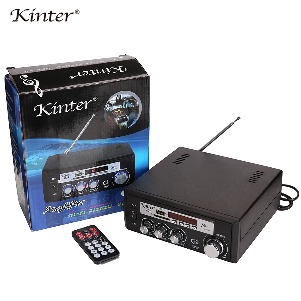 Kinter-005 2.0CH Усилитель Аудио 20 Вт hifi стерео звук с USB SD AUX вход высокие басы управления