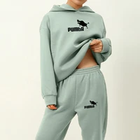 sweatshirt tracksuit women elegant solid suits warm hoodie sweatshirts and long pant fashion 2 pieces sets oversized 2021 new
