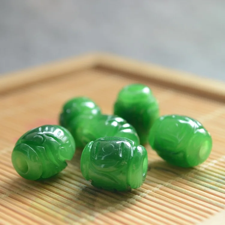 

11*14 Emerald Dry Green Money Ruyi Passepartout Bucket Loose Jade Beads DIY Accessories Quality Jewelry Pendant Necklace Gift