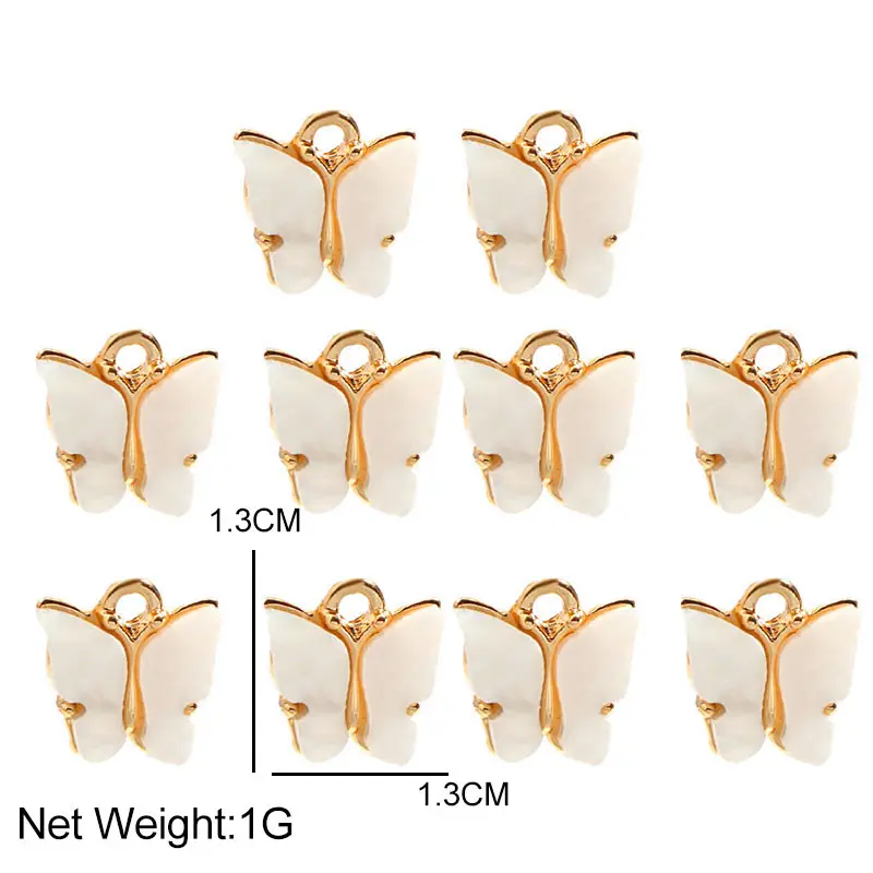

Hot Sale 10Pcs Acrylic Butterfly Charms Trendy Alloy Insect Pendant For DIY Jewelry Making Accessories Necklace Earring Handmade