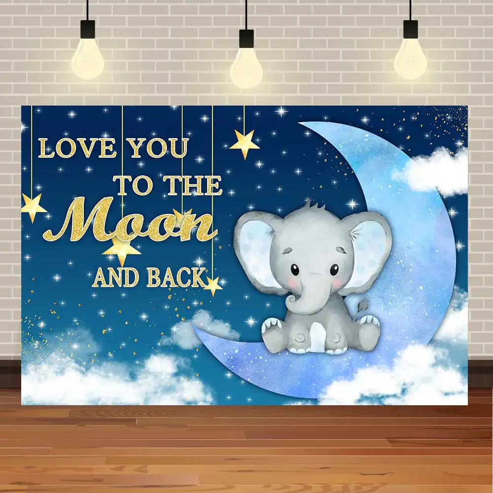 

NeoBack с днем рождения, детский душ, слон, любовь, луна, звездное небо, Фотофон