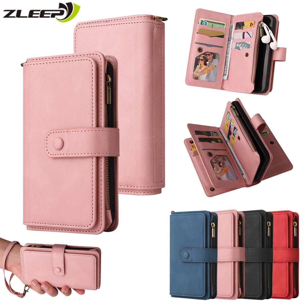 

Leather Zipper Flip Case For Motorola Moto G60 G50 G30 G10 E7 Edge S G100 G Play Power 2021 Wallet Card Shockproof Phone Cover