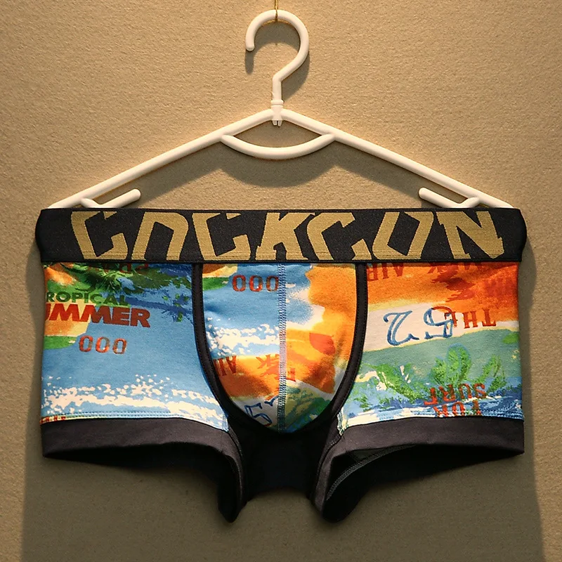 COCKCON мужские хлопковые боксеры с мультяшным принтом шорты нижнее белье выпуклые