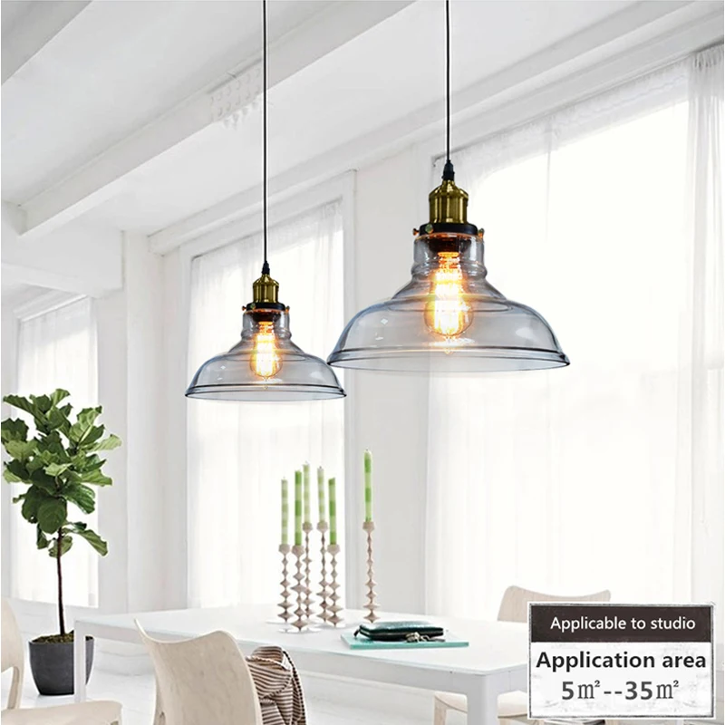 

American Vintage Smoke Gray Glass Pendant Lights Living Room Nordic Led Hanglamp Loft Industrial Hanging Lamp Decor lampshade