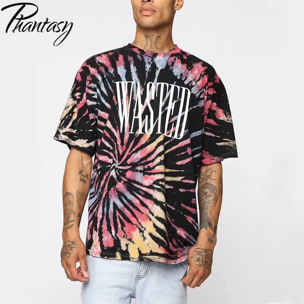 

Мужская летняя футболка с круглым вырезом и принтом граффити