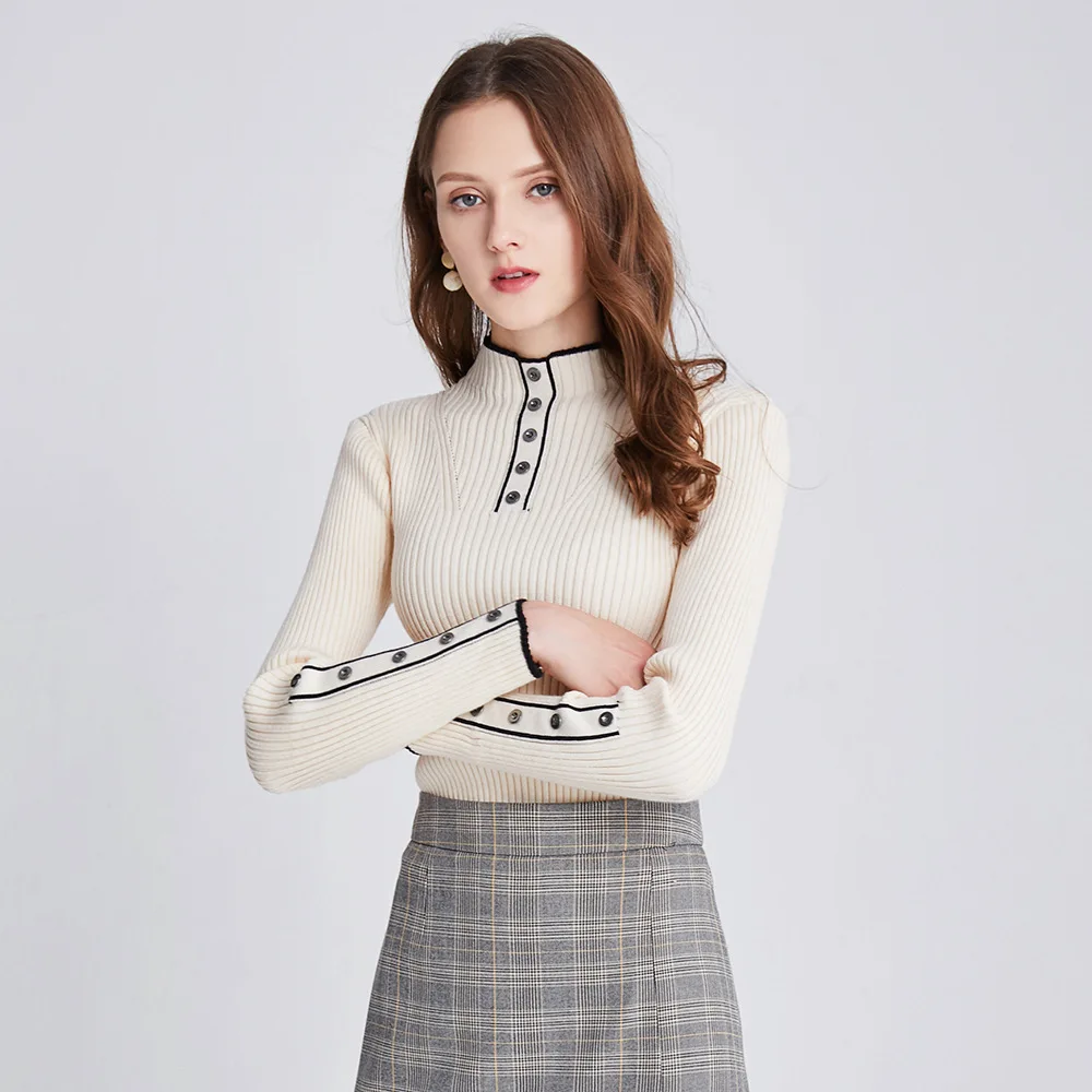 Женские свитера с высоким воротником на осень и зиму новинка корейский стиль