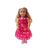18 inch american doll girls magenta star print dress newborn baby skirt toy accessories fit 40 43 cm boy dolls gift c101