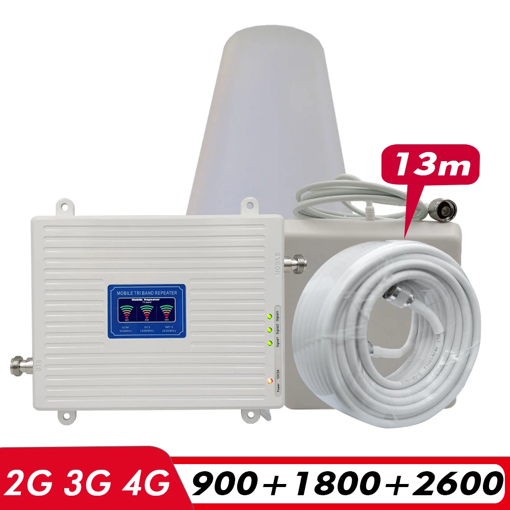 Ceny 2G 3G 4G Wzmacniacz Trójzakresowy GSM 900 + DCS LTE 1800(B3)+ FDD LTE 2600(B7) Wzmacniacz Sygnału Telefonicznego 900 1800 2600 Wzmacniacz Sygnału Zestaw