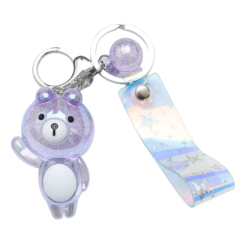 

Cute Purple Waving Bear Keychains for Women Kawaii Cartoon Bear Key Chains Men Car Pendant Keychain Girl Bag Keyring Accessories