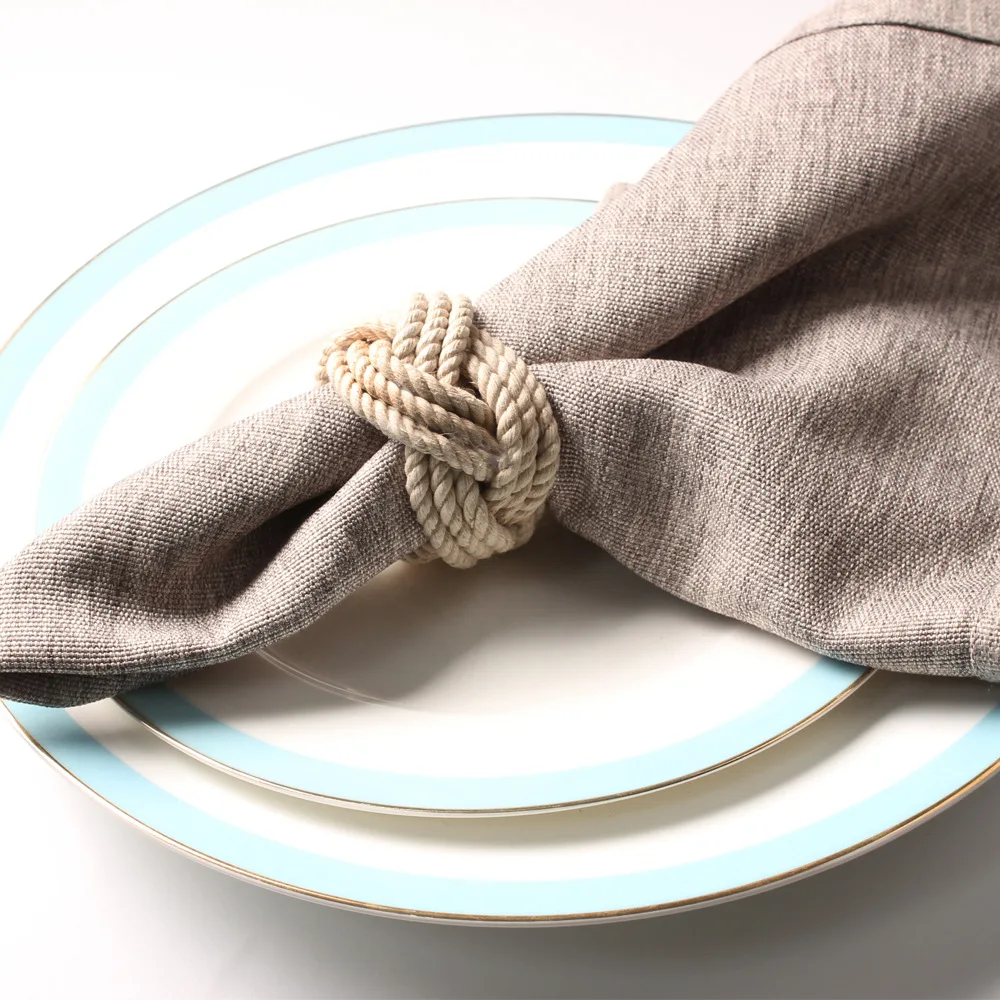 

6Pcs/Lot Christmas Napkin Holder Natural Jute Napkin Ring Rope Woven Napkin Buckle Napkin Ring for Party Dinner Table Decoration