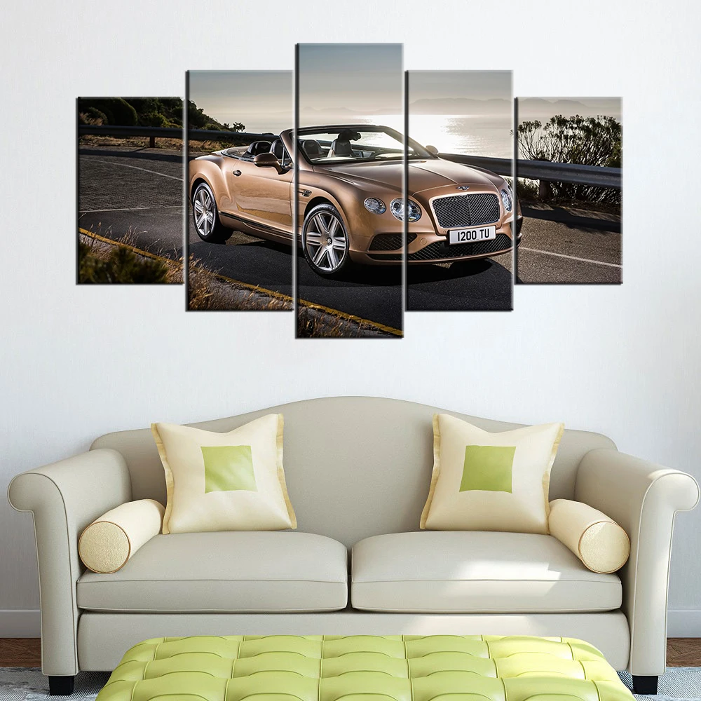 Модульные картины Настенная картина HD принты 5 шт. Bentley Continental Supercar Картина на
