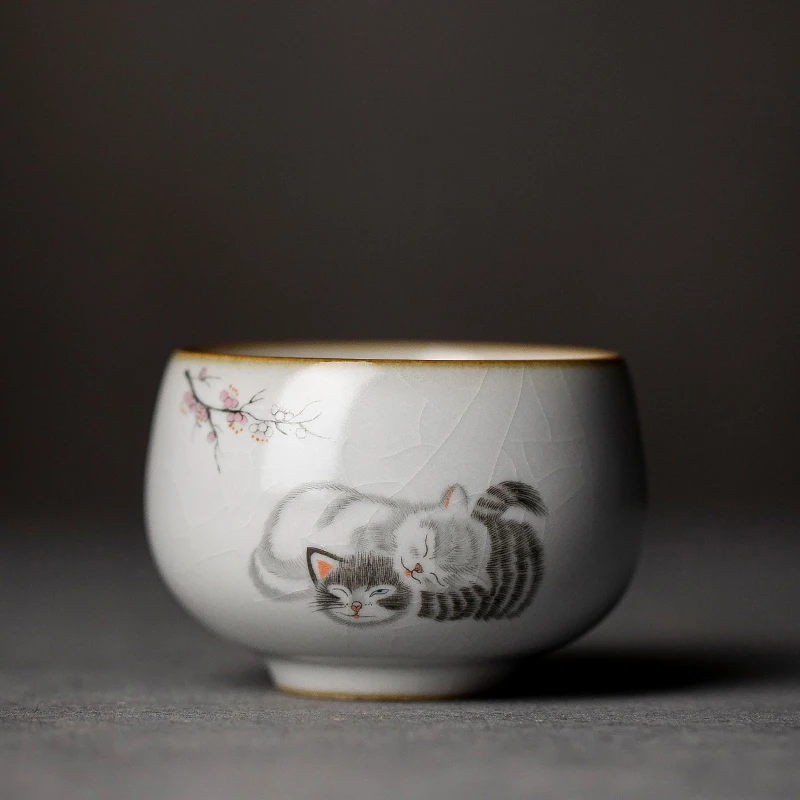 

Cute Cat Cute Tea Cup Large Capacity Ceramic Tea Cup Single Cup Kung Fu Cup Milk Cup Household