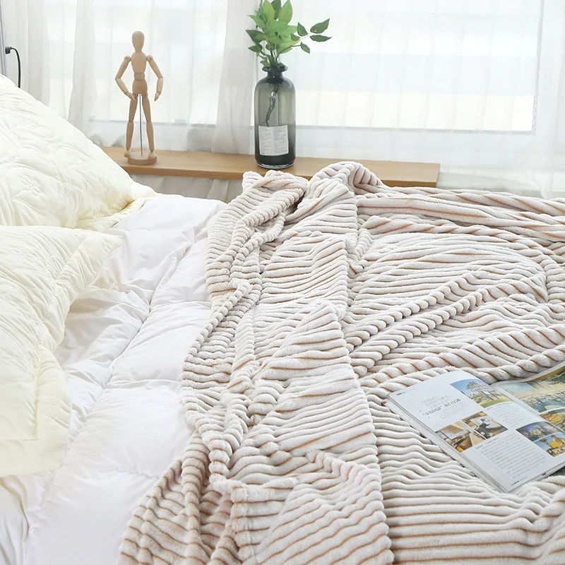 Green Stripe Blanket Bedding Sheet Queen King Travel for Bed Adult Bedspread Sofa Throw |