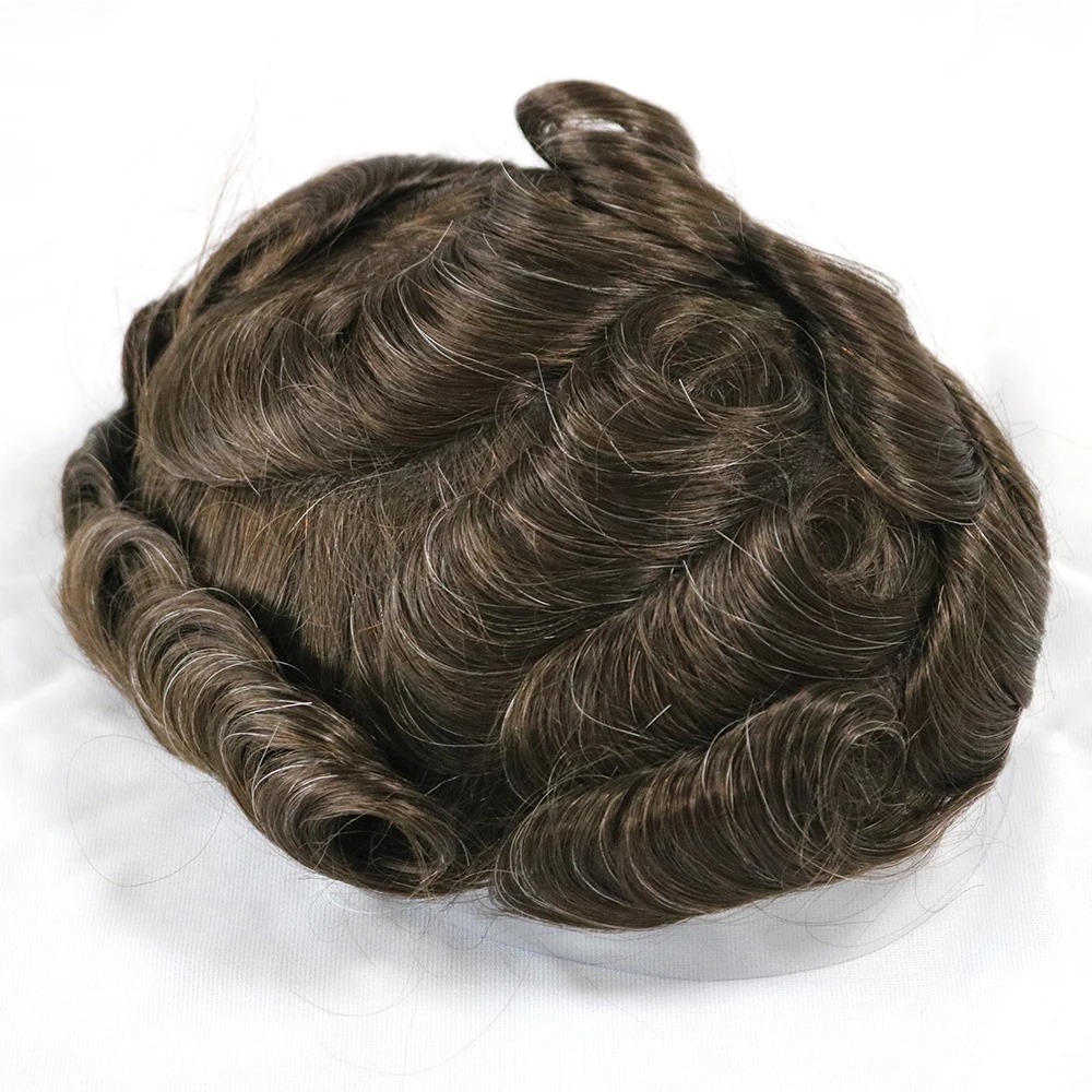 

Toupee With Remy Human Hair Thin Skin Toupee Mens Hair Replacement Men Toupee Light Density Full PU Cheap V Loop 8x10 Human Hair