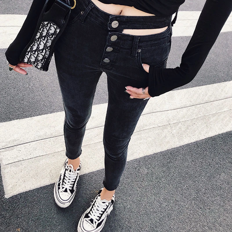 Новые модные дизайнерские джинсы с вырезами для женщин узкие высокой талией