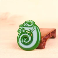 natural green jade dragon pendant necklace chinese hollow out carved fashion jewelry accessories charm amulet for men women gift
