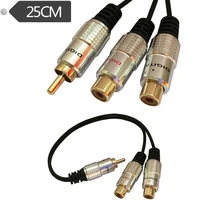 2pcs 1rca revolution 2rca female jack stereo aux audio cable y adapter for mp3 tablet speakers rca jack cable 0 25m