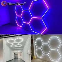 sino star colored and cool white hexagonal combination honeycomb lamp for car wash showroom detailing shopgame room