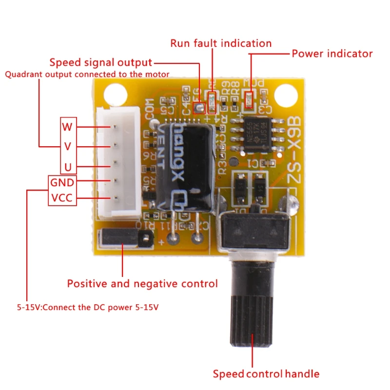 DC 5V-12V 2A 15 Вт бесщёточным двигателем Скорость контроллер без зала BLDC драйвер платы