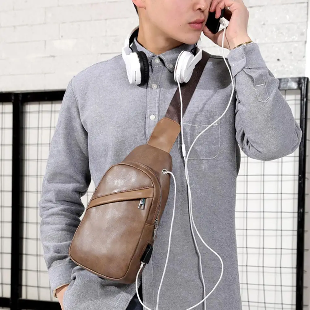 Простая многоцветная мужская сумка на молнии из искусственной кожи с разъемом