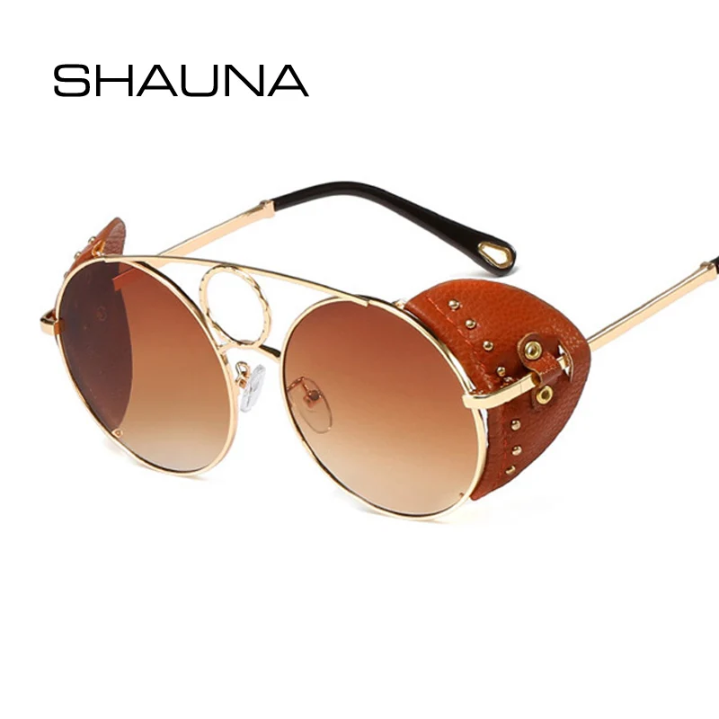 Женские и мужские очки в стиле стимпанк SHAUNA круглые солнцезащитные из