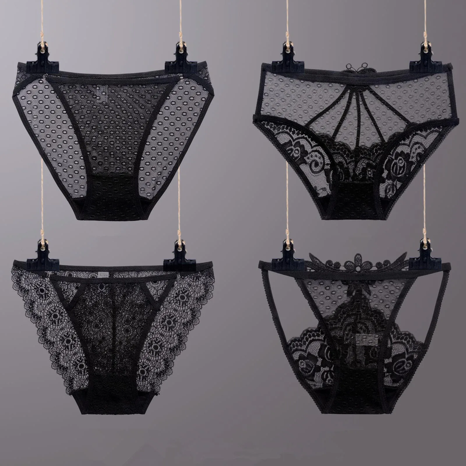 

Women Panties Sexy Solid Black Lace Sexy Briefs Seamless Traceless Sexy Lingerie Panties Tempting Erotic трусы женские кружевные