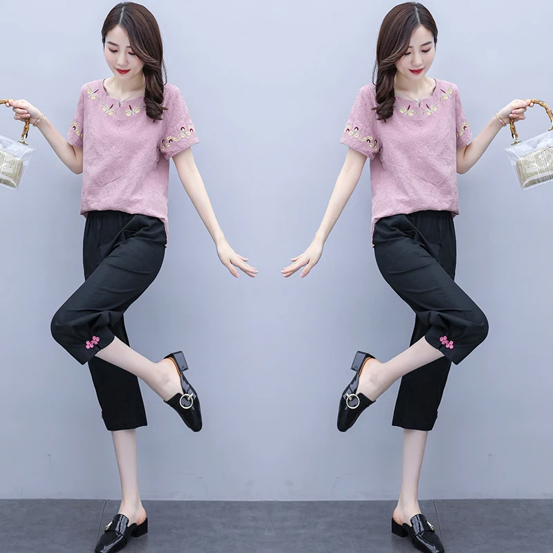 Наборы для женщин Лето 2020 Новый Модный повседневный комплект из двух предметов