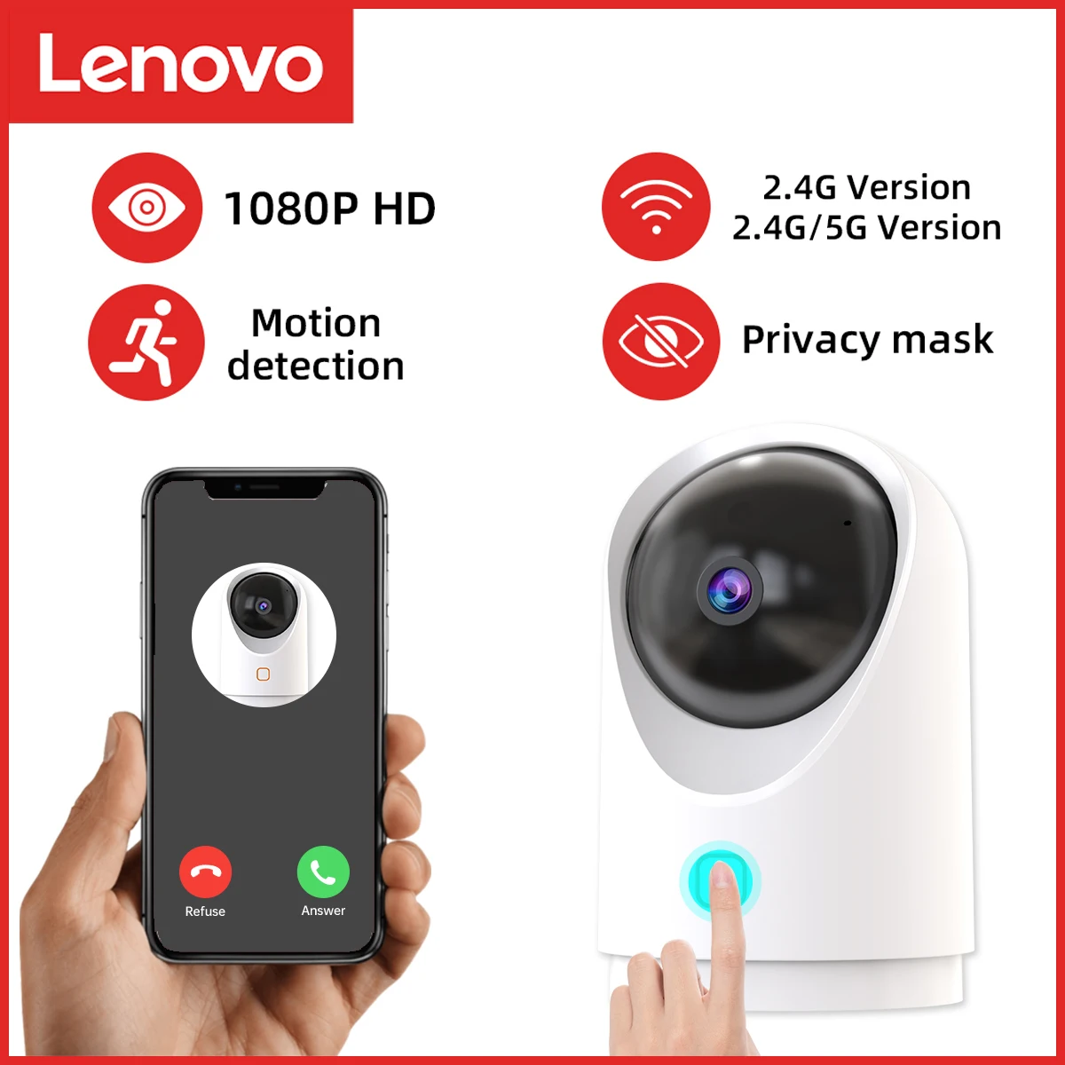 

Lenovo 1080P Smart Dual-band IP Camera Surveillance Camera 2.4G/5G Wifi CCTV Camera Baby Monitor Two Way Speak For Home Security