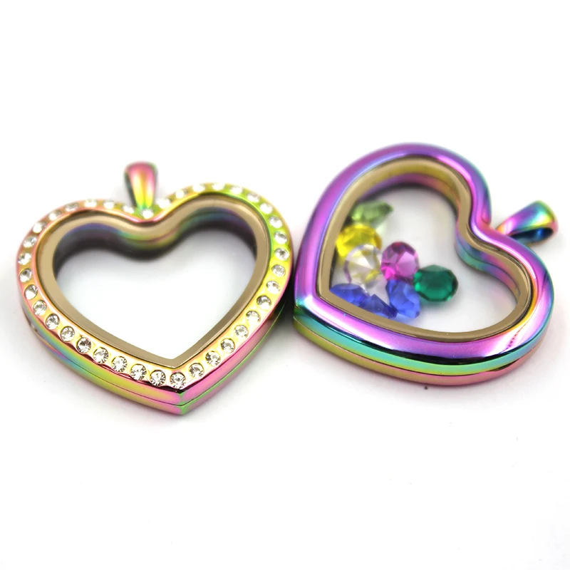 URSJEWELRY 30 мм в форме сердца, хорошие украшения Магнитная застежка 316L неоднородная нержавеющая сталь очарование медальон из смарт-стекла с цепочкой Цепочки и ожерелья