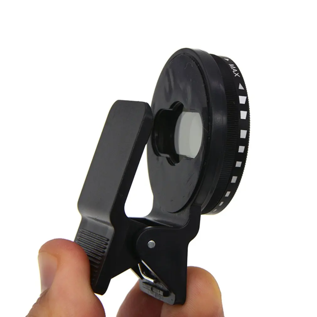 

Adjustable 37mm Neutral Density Clip-on ND2 - ND400 Phone Camera Filter Lens for iPhone for Huawei for Samsung Android Phone