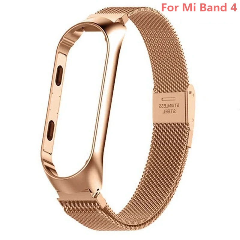 rose gold 4 Xiaomi mi ремешок 3/4 кожаный ремешок для Xiaomi mi 3 сменный Браслет Безвинтовые ремешки металлический ремешок для mi band 4 аксессуары - Цвет: rose gold 4