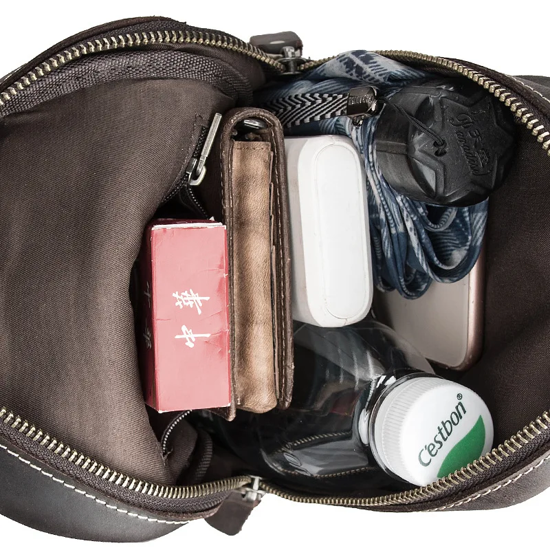 

YourSeason Crazy Horse Leather Chest Bag 2021 Casual Large Capacity Cowhide Man Crossbody Vintage Messenger Bags