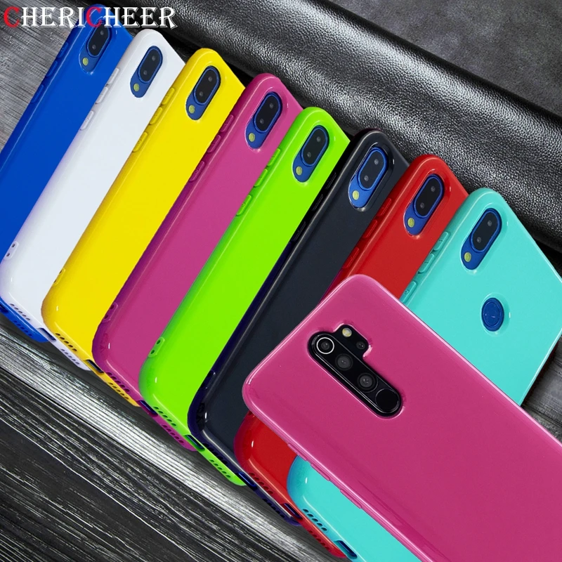 Блестящая цветная задняя крышка для Xiaomi Redmi Note 8 Pro Чехол чехол Блестящий Мягкий