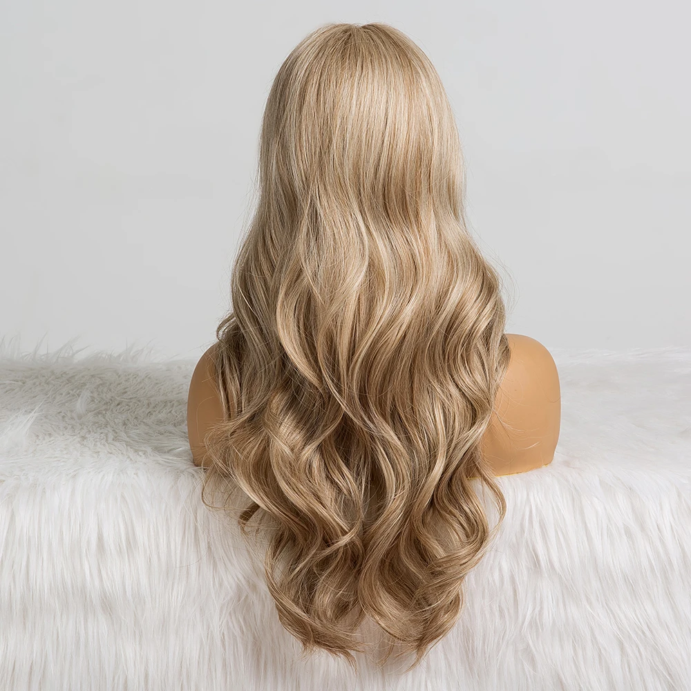 Длинные волнистые парики синтетические средней длины из естественных светлых