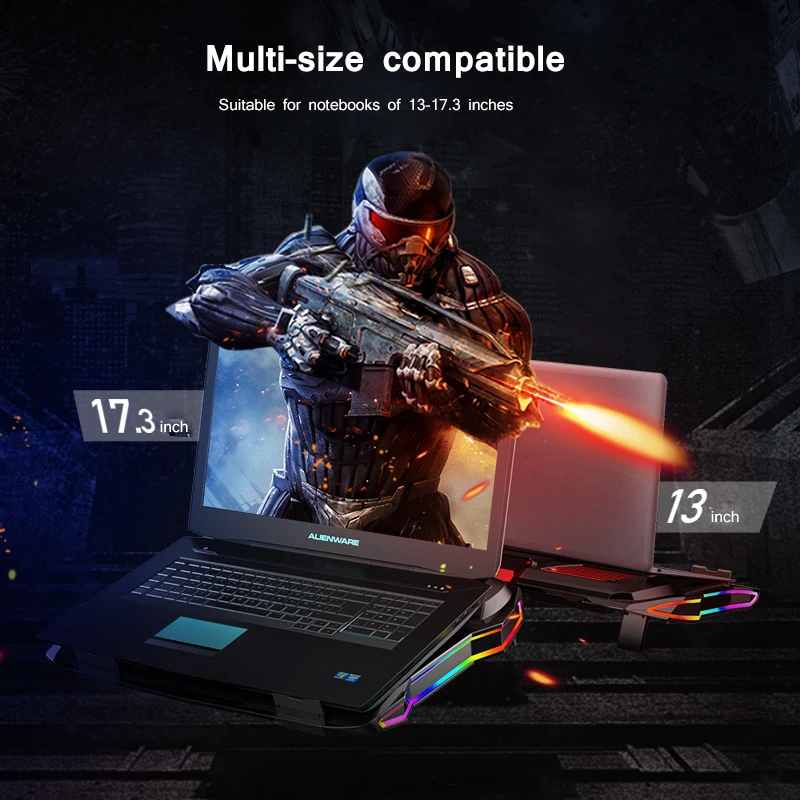 Игровой кулер для ноутбука светодиодный RGB светильник Регулируемая подставка