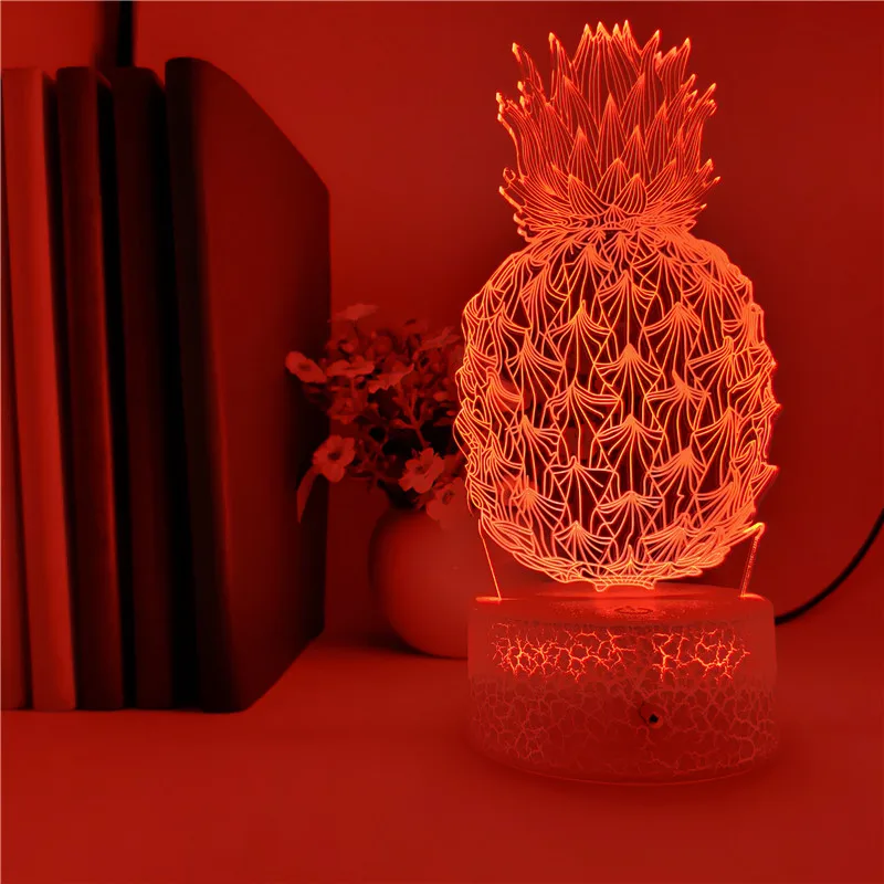 

3D night light LED Nightlight Lovely Pineapple Home Decor Night Light Illusion Lamp With Black/Crack base