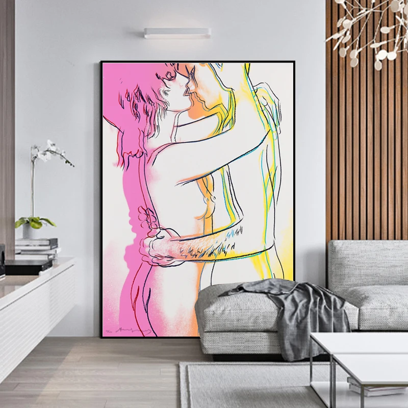 ANDY WARHOL влюбленные целуются холст картины печать на холсте без рамки настенные картины для гостиной спальни современный домашний декор