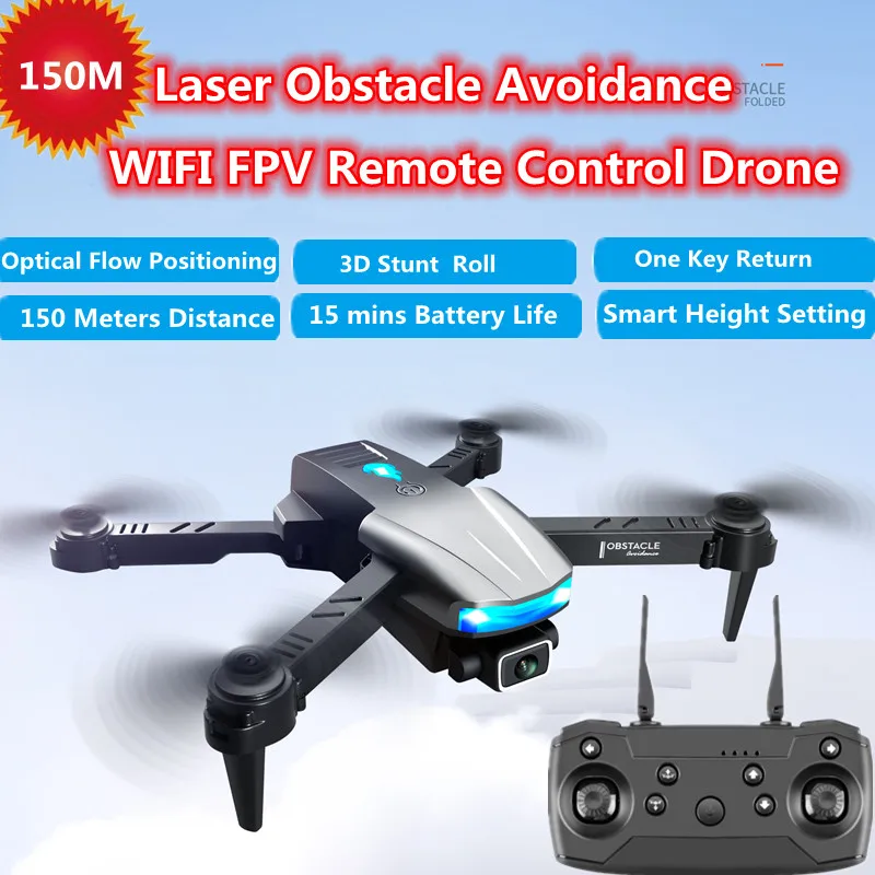 

4K Aerial Laser Obstacle Avoidance RC Drone 150M WIFI FPV Optical Flow Positioning 3D Stunt Roll Fold Remote Control Quadcopter