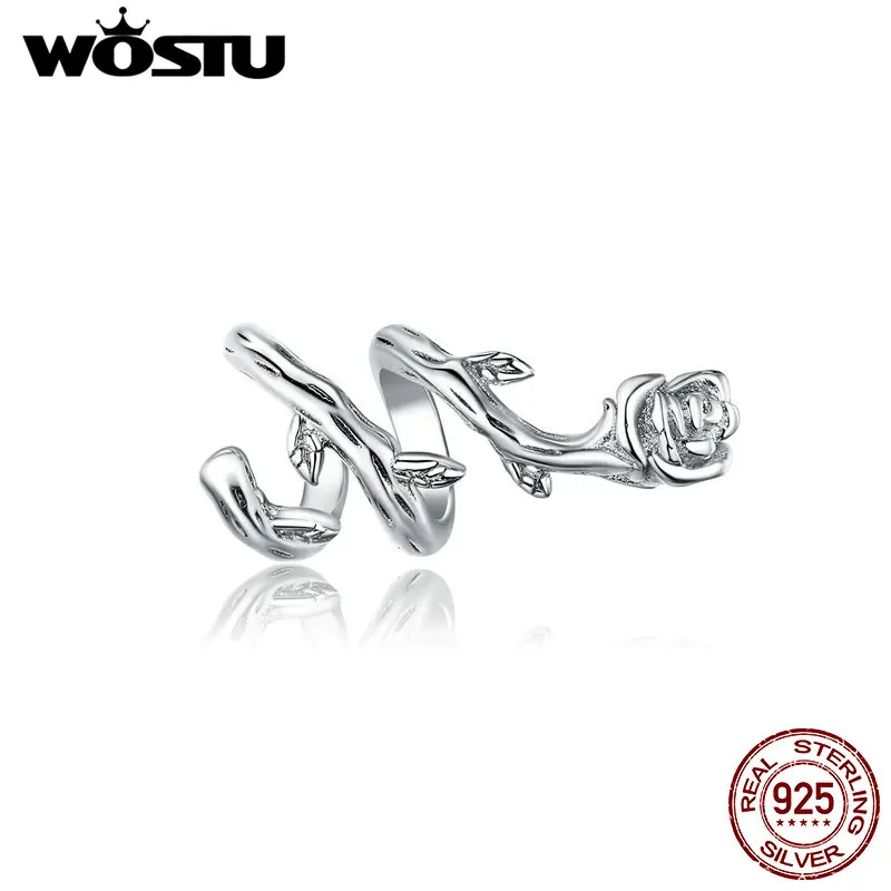 WOSTU роза лоза шарсм серебро 925 пробы Цветок Кулон Бусы Подходит оригинальный