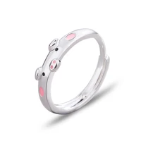 2019 silver plated ring couple student cute little pig this year old xiao animal drop ring ring opening jewelry