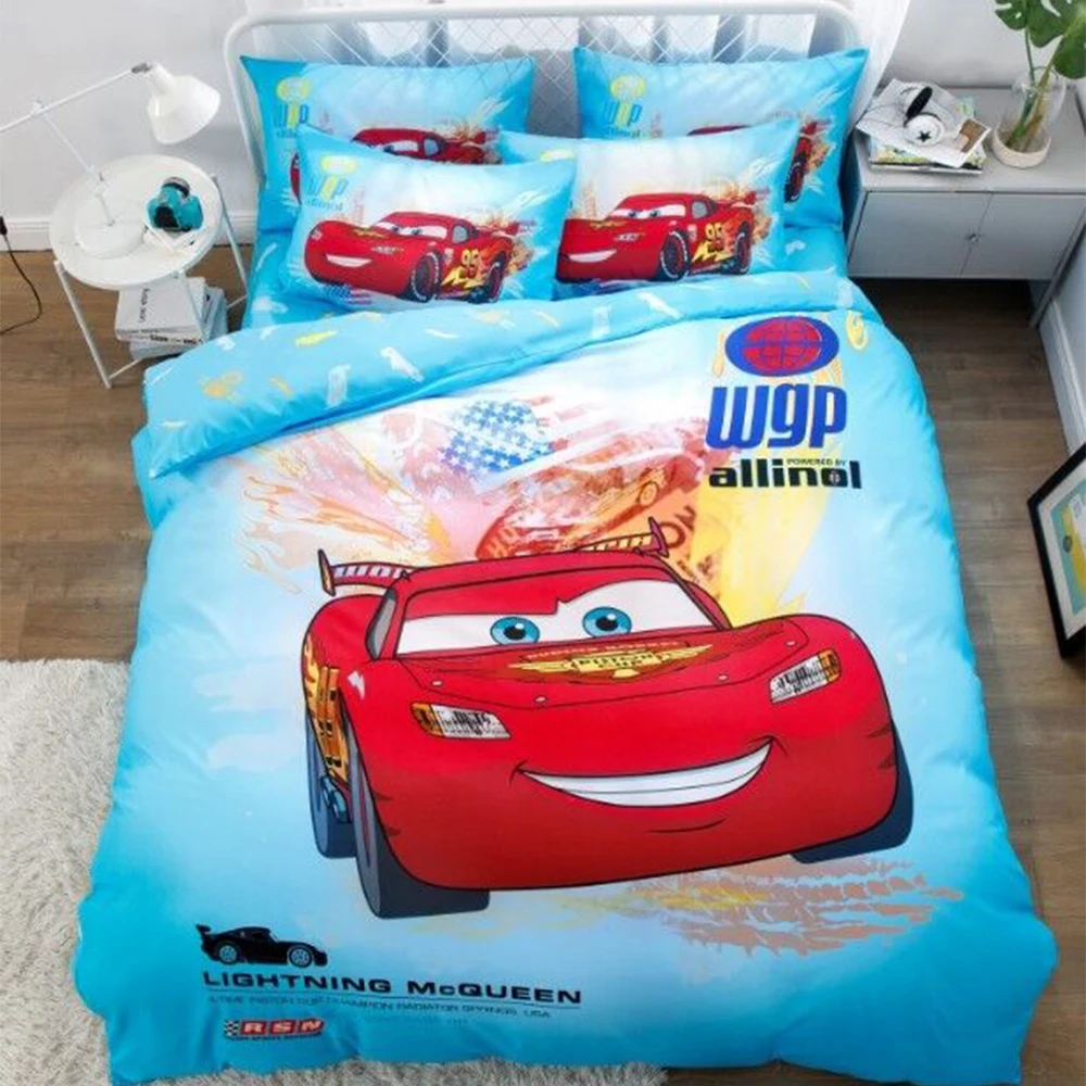 

Cool Mc Queen Cars Comforter Bed Sheet Set 3D Twin Queen Size Disney Quilt Cover Boy Child Gift Beddings Set Linens for Gifts