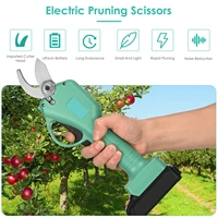 electric pruning shears trimmer 25mm branch cutter cordless with 2 backup battery rechargeable garden fruit tree bushes trimmer