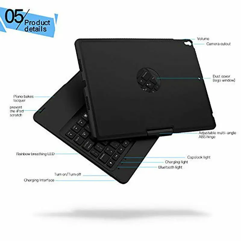 7 Colors Backlits Keyboard Case Aluminum Cover For iPad Pro 10.5" for iPad Air 1 2 Mini 1 2 3 4 Pro 9.7 Cover ipad 1 2 3 4