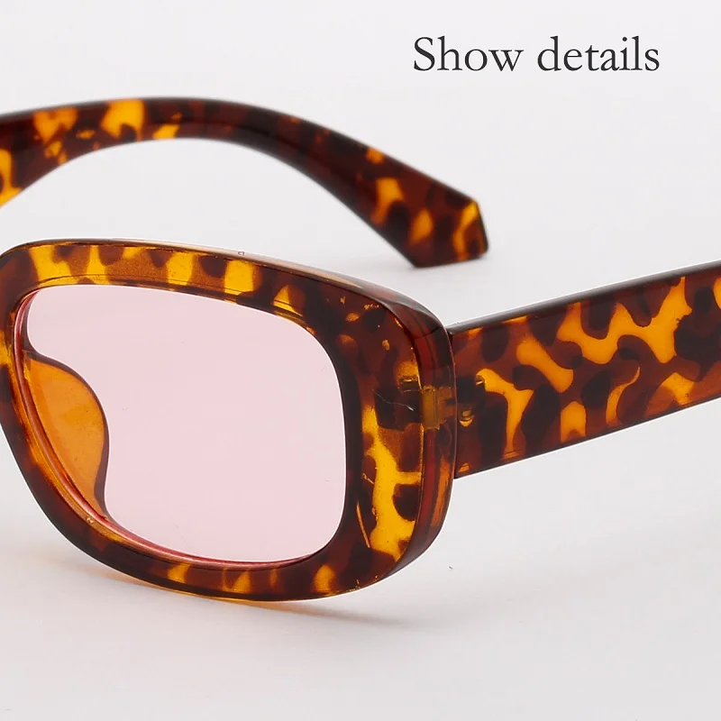 

DCM Small Rectangle Sunglasses Women Vintage Designer Leopard Ladies Sun Glasses Shades UV400