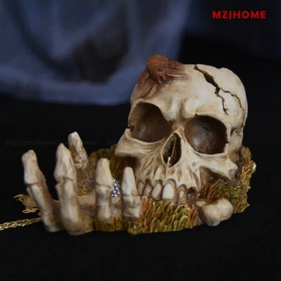 

Украшение в виде черепа из смолы в стиле панк, украшение для хранения ювелирных изделий, индивидуальный подарок на Хэллоуин