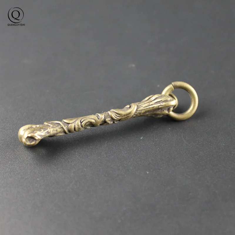 Pure Brass Leg Bone Key Chains Pendants Charms Vintage Copper Bones Pendant Trinkets Men Car Keychains Hanging Keyrings Ornament images - 6