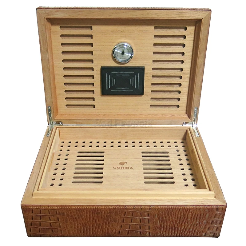 COHIBA черный/коричневый высокого Класс из крокодиловой кожи дерево кедра с